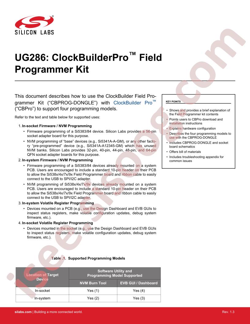 ClockBuilderPro Field Prog Kit