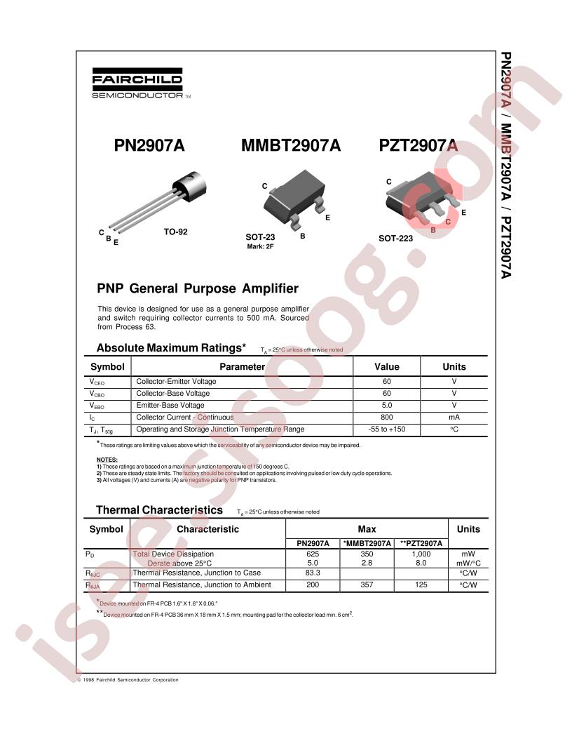 PN2907, MMBT2907,PZT2907A