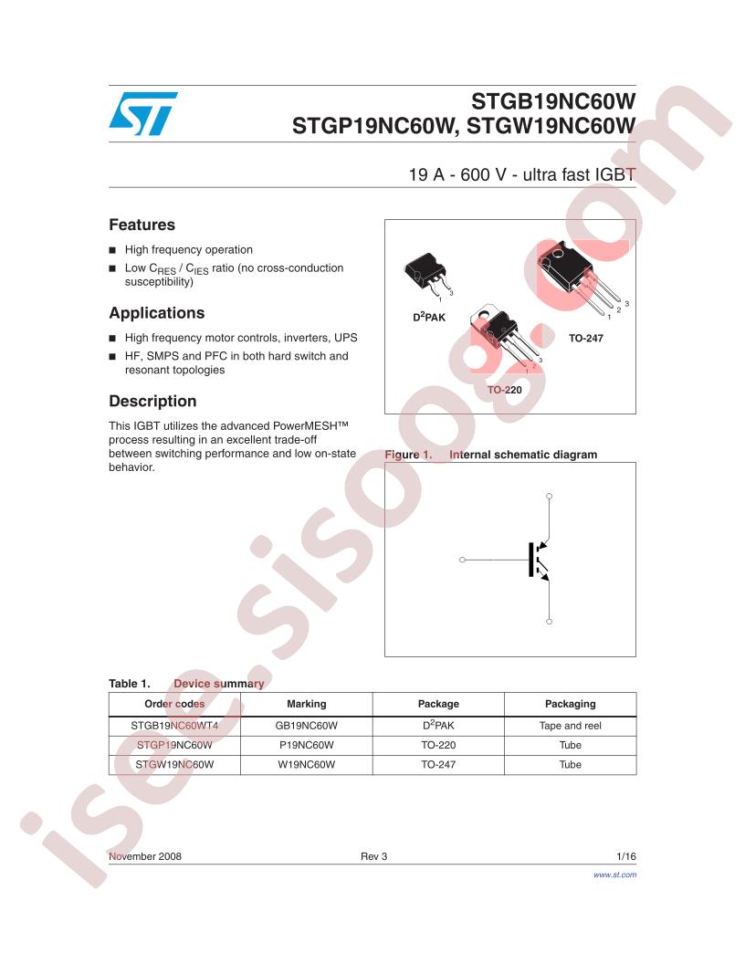 STGx19NC60W