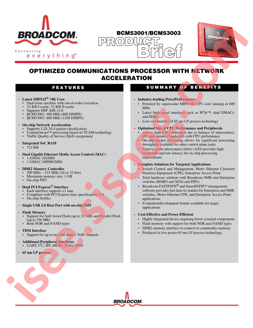 BCM53001, BCM53003 Brief
