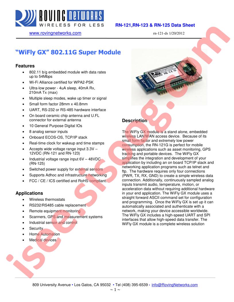 RN-121/23, RN-125 Datasheet