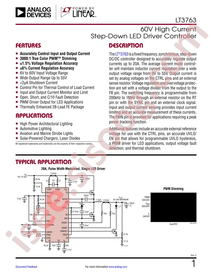 LT3763 Datasheet