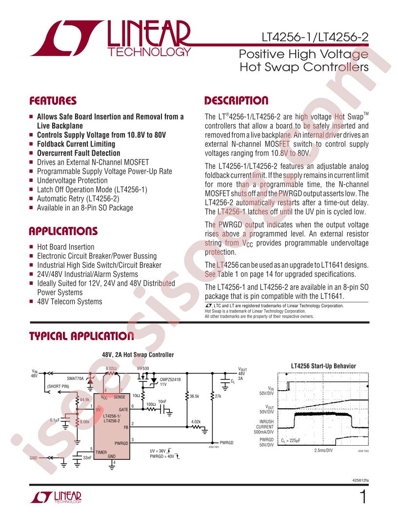 LT4256-1, -2 Datasheet