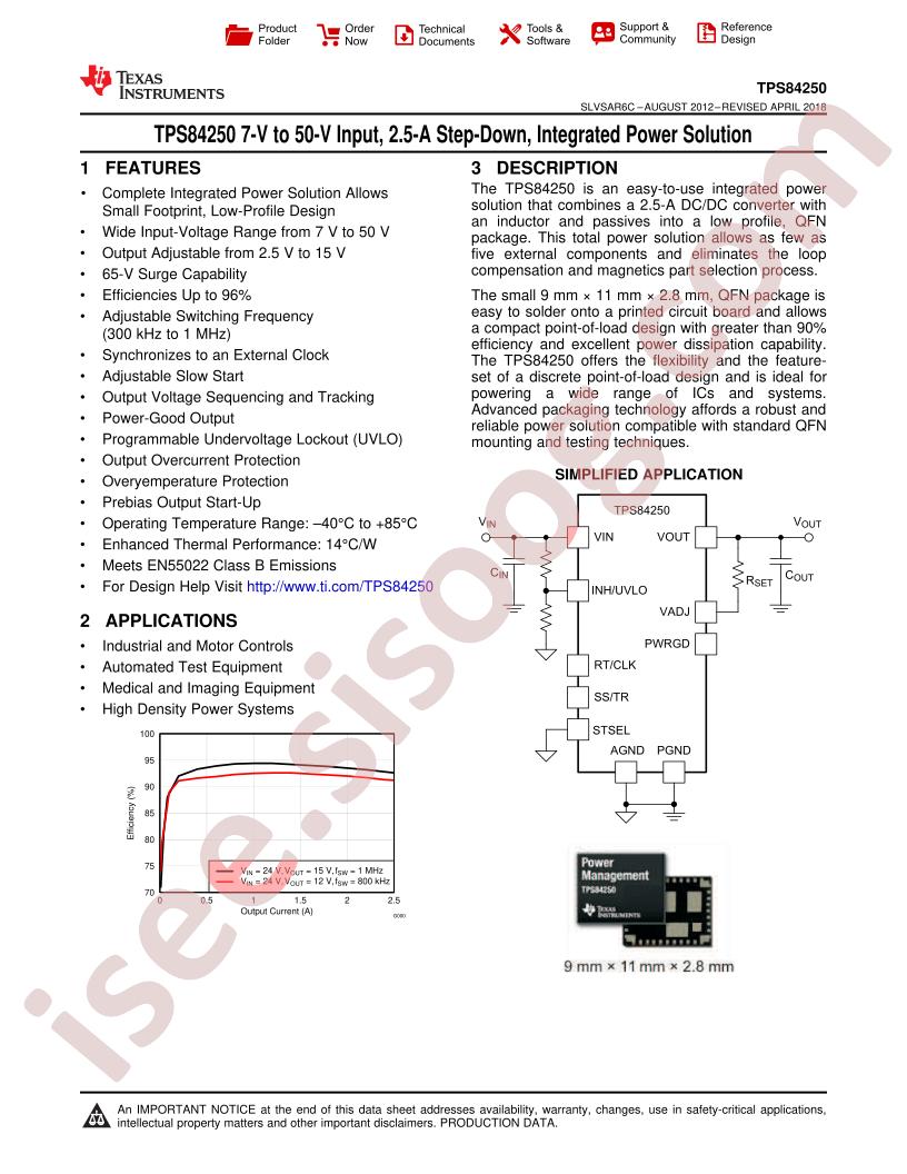 TPS84250 Datasheet