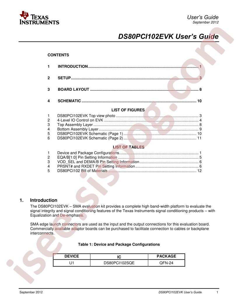 DS80PCI102EVK User Guide