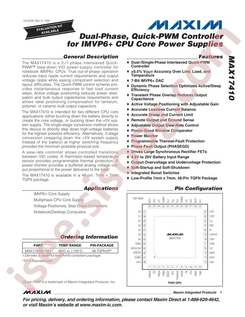 MAX17410 Datasheet