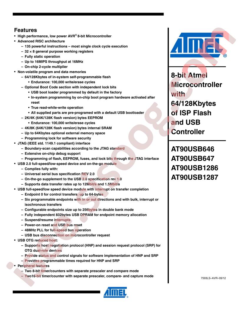 AT90USB(64x,128x) Summary