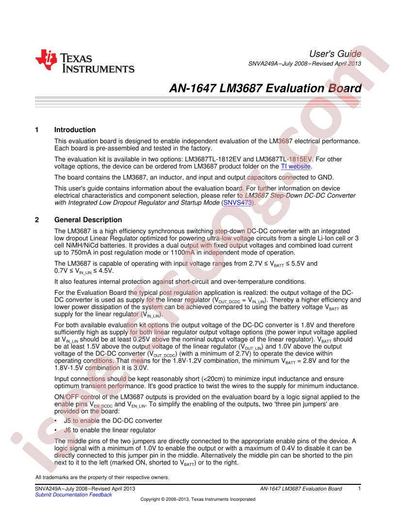 LM3687 Eval Board AppNote