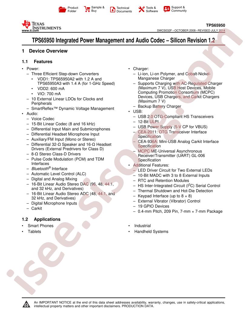 TPS65950 Data Manual
