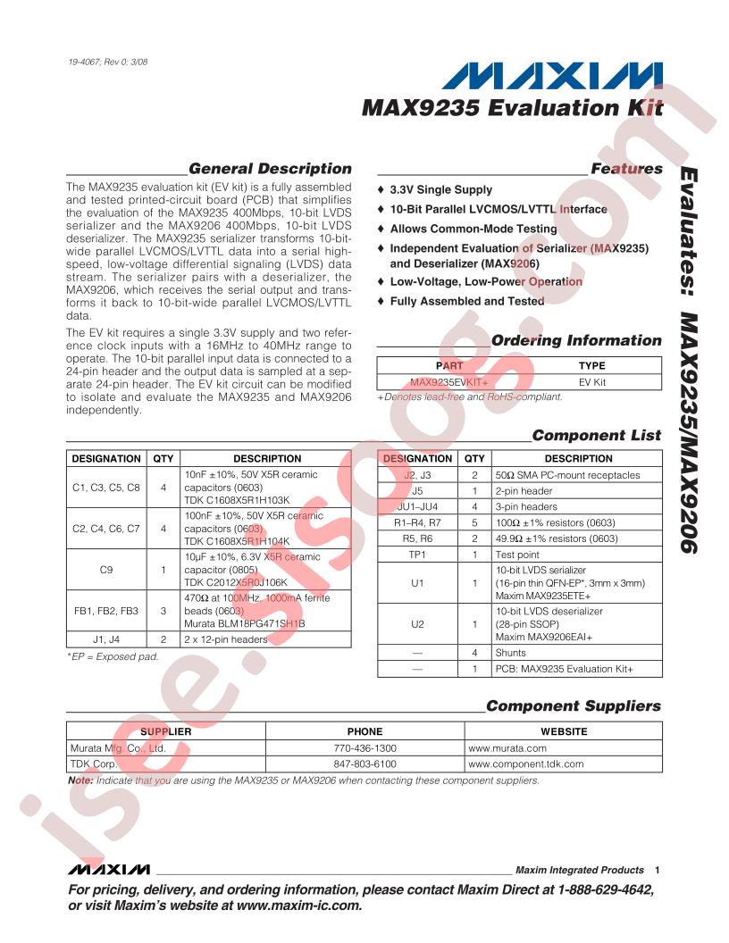 MAX9235 Eval Kit
