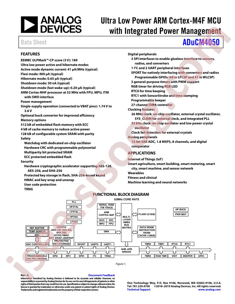 ADuCM4050 Datasheet