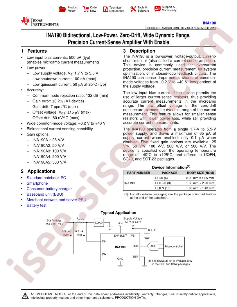INA190 Datasheet