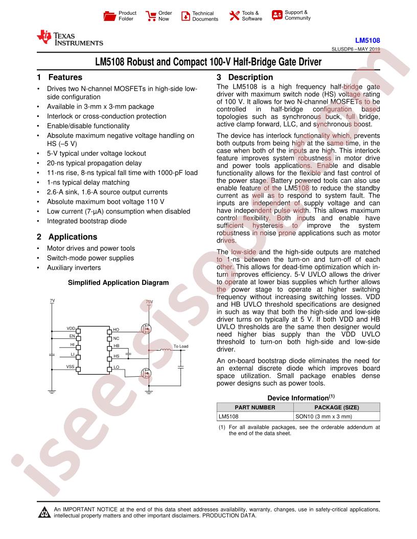 LM5108 Datasheet