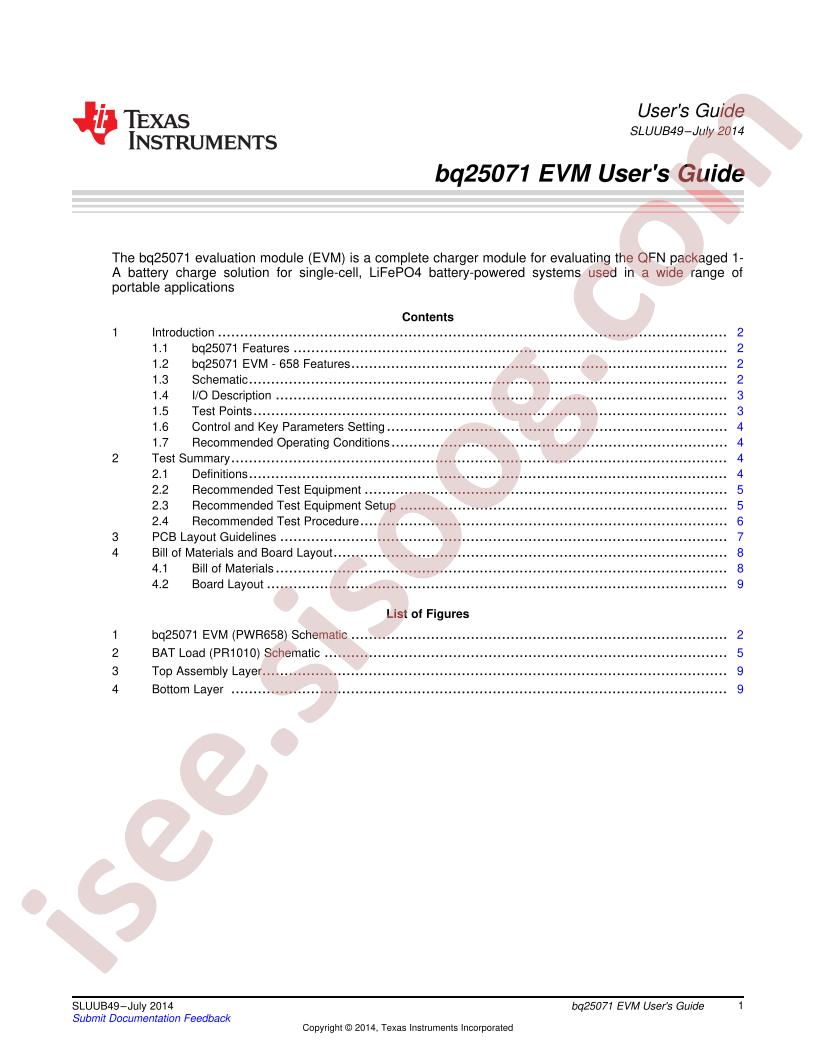 BQ25071EVM-658 User Guide