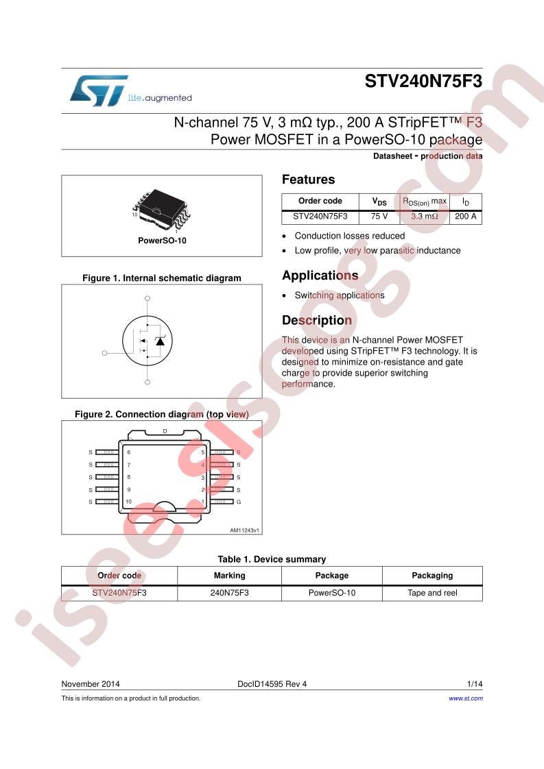 STV240N75F3 Datasheet