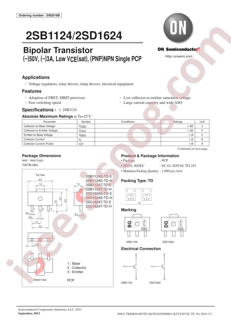 2SB1124/2SD1624