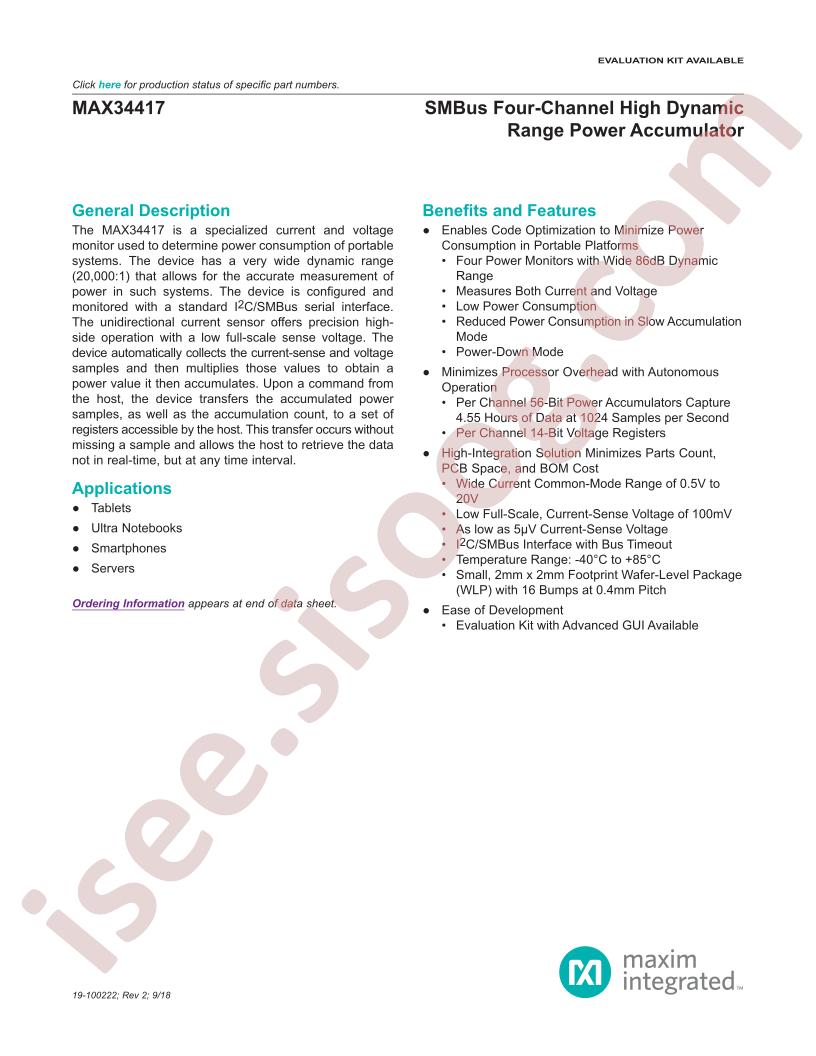 MAX34417 Datasheet
