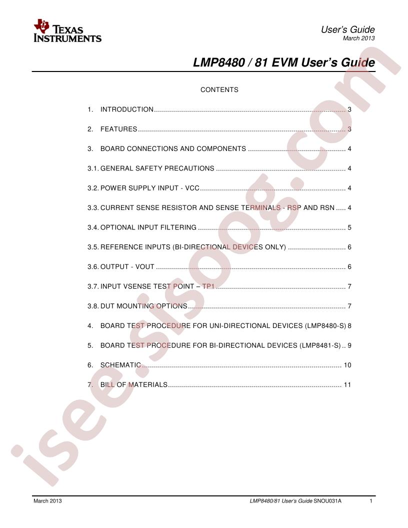 LMP8480/81  EVM User's Guide