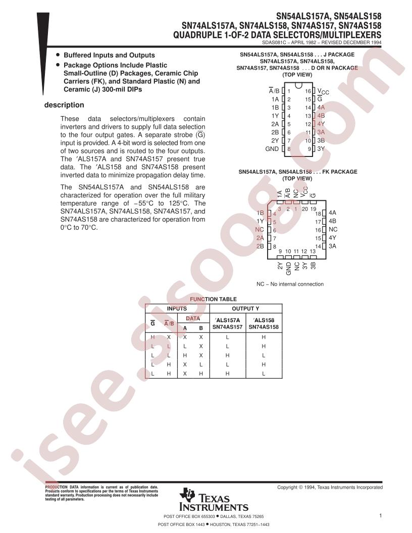 SN54/74(ALS,AS)157/58(A,B)