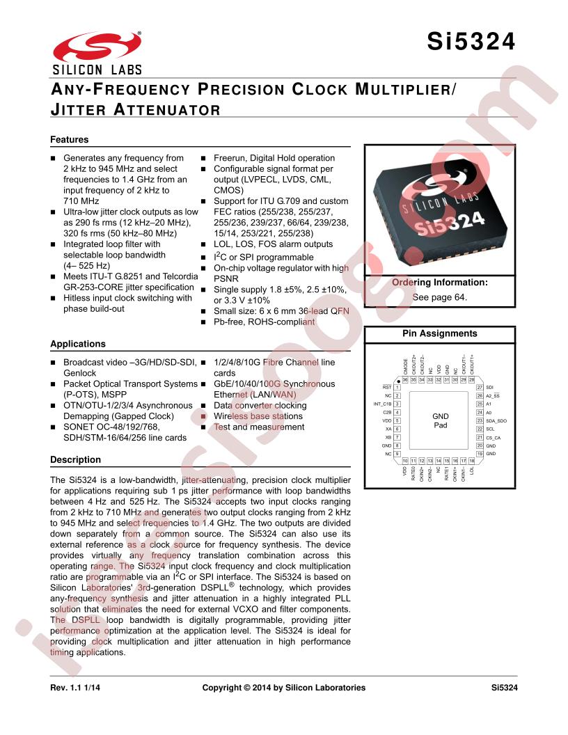 SI5324 Datasheet