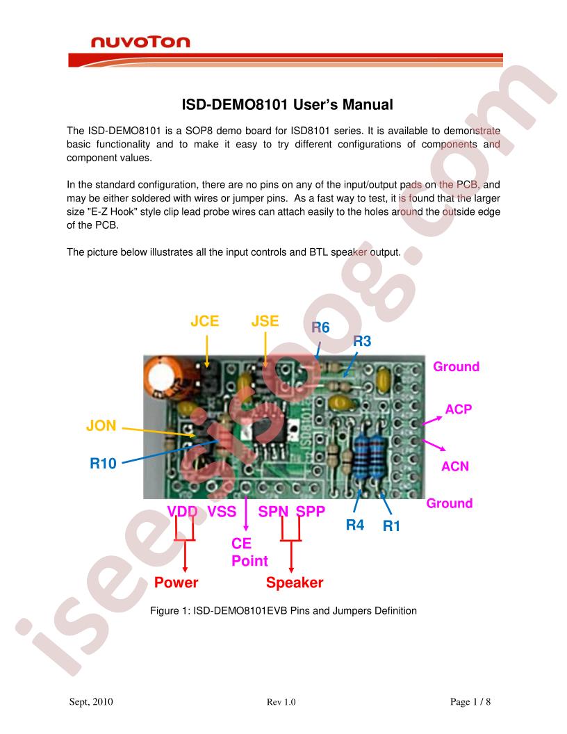 ISD-DEMO8101 Manual