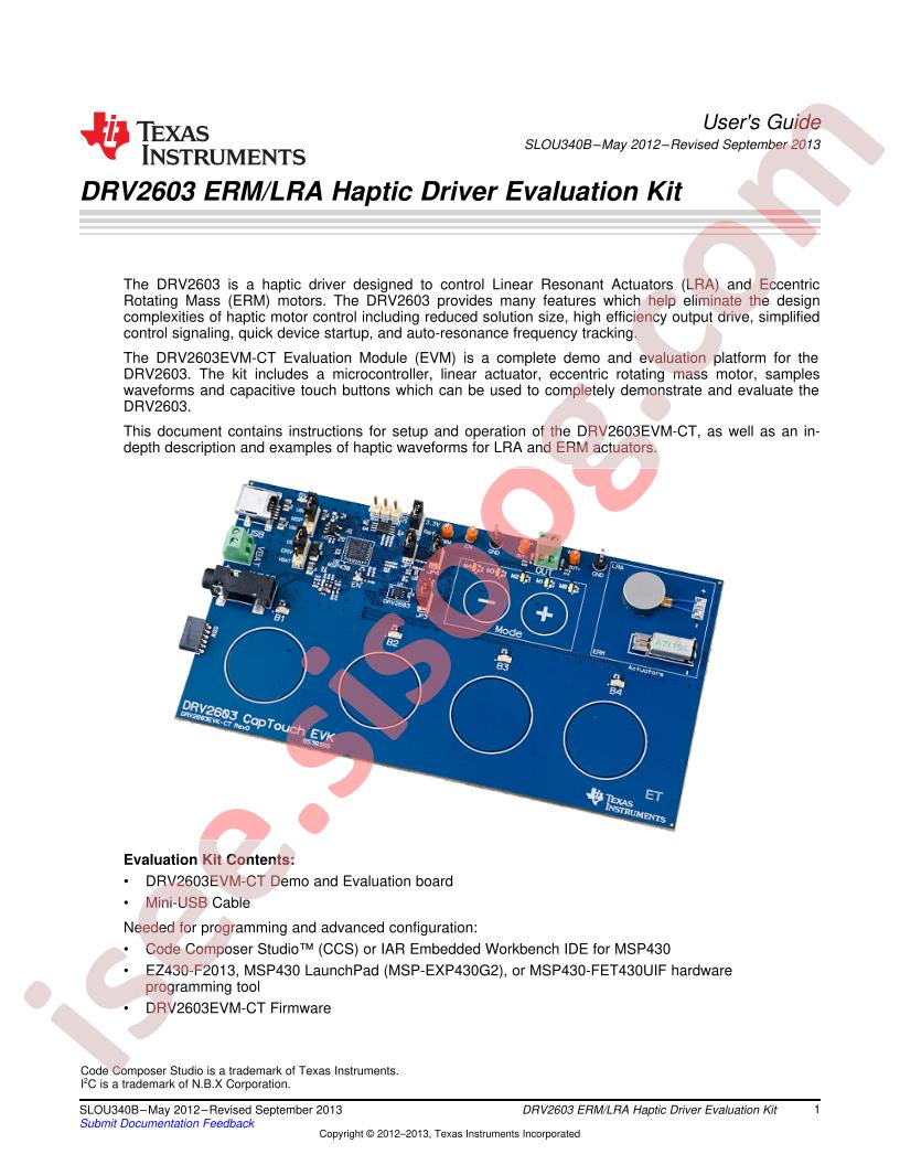 DRV2603 ERM/LRA User Guide