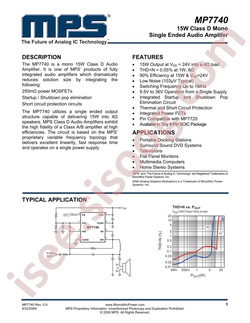 MP7740 Datasheet