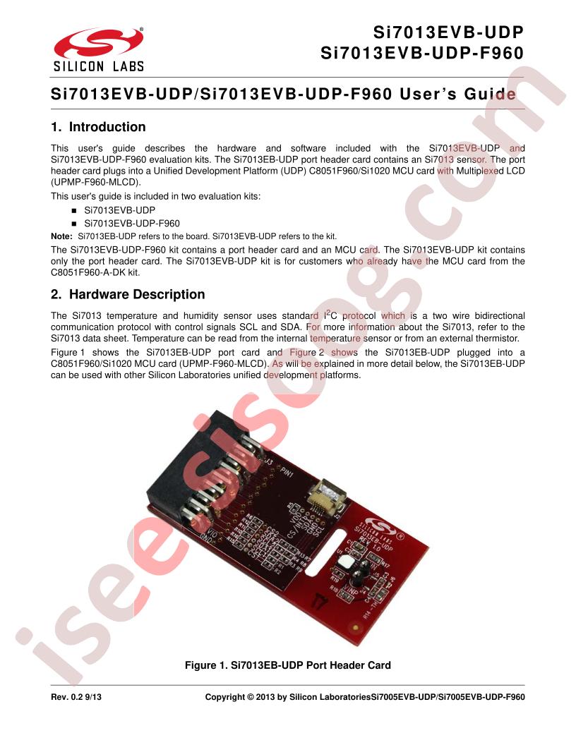 Si7013EVB-UDP(-F960) Guide