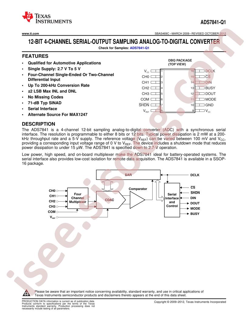 ADS7841-Q1 Datasheet