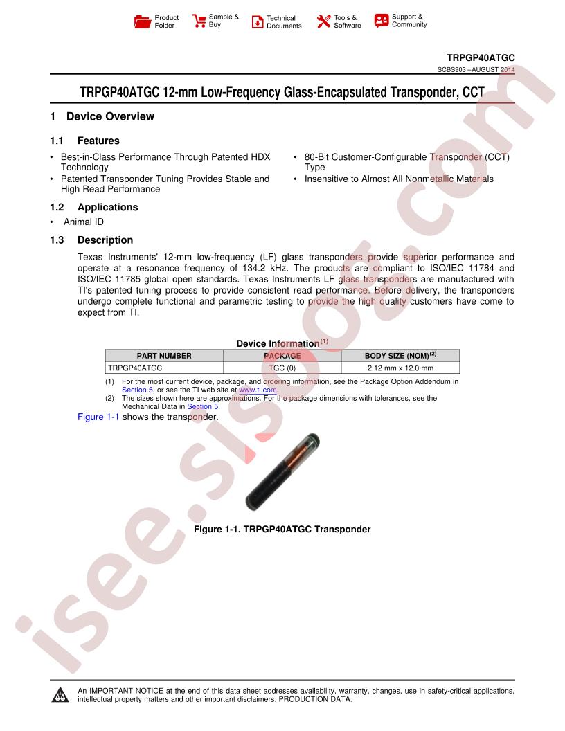 TRPGP40ATGC Datasheet