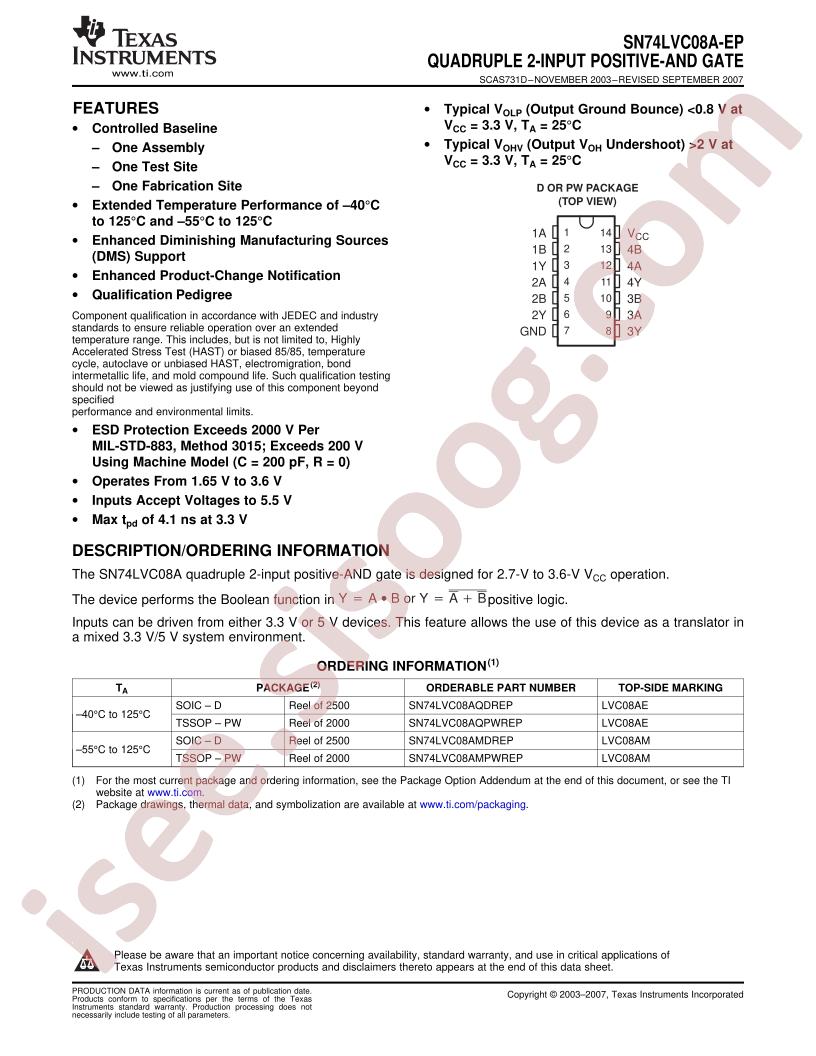 SN74LVC08A-EP