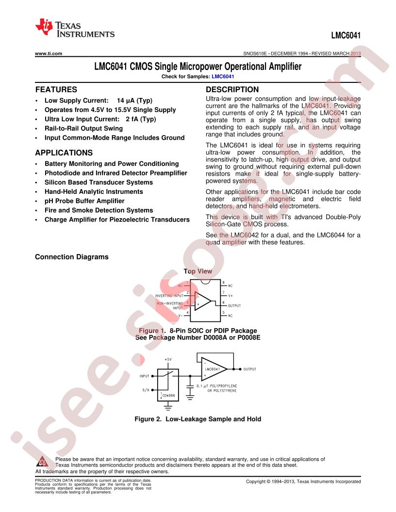 LMC6041 Datasheet