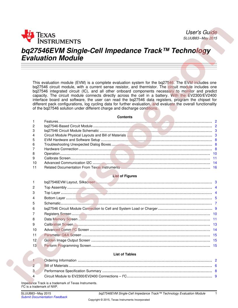 BQ27546EVM-702 User Guide