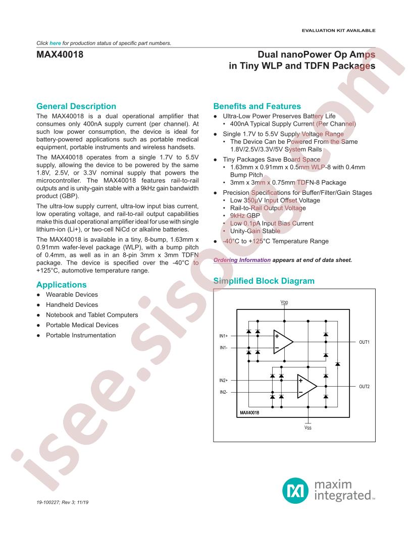 MAX40018 Datasheet