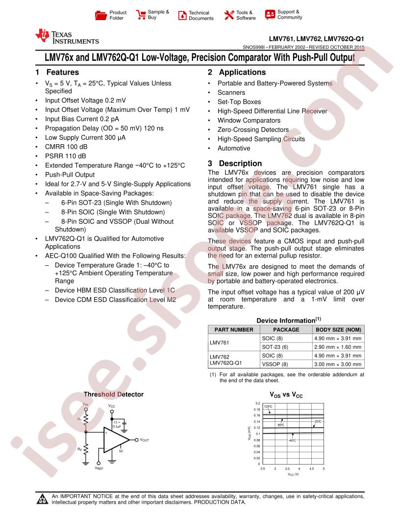 LMV761, LMV62(Q-Q1) Datasheet