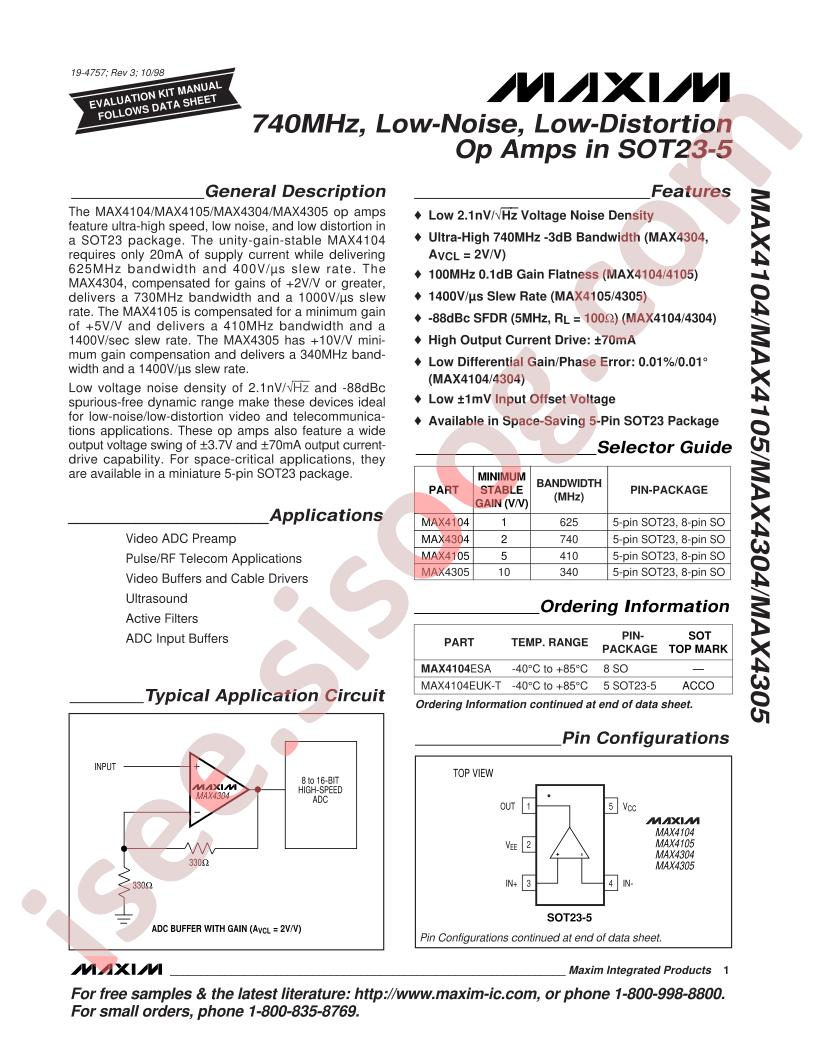 MAX4104-05, MAX4304-05