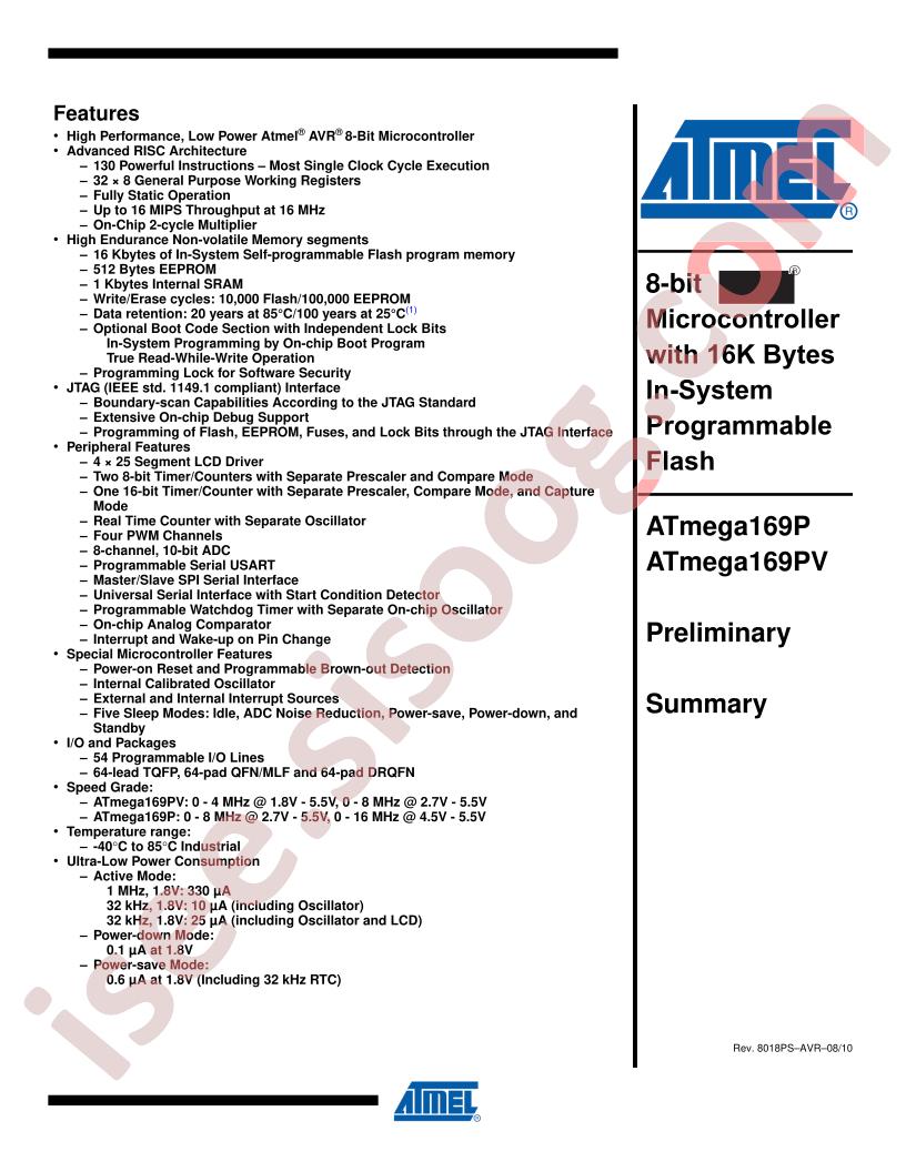 ATmega169P,PV Summary