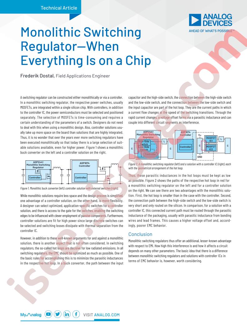 Monolithic Switching Regulator - When Everything Is on a Chip