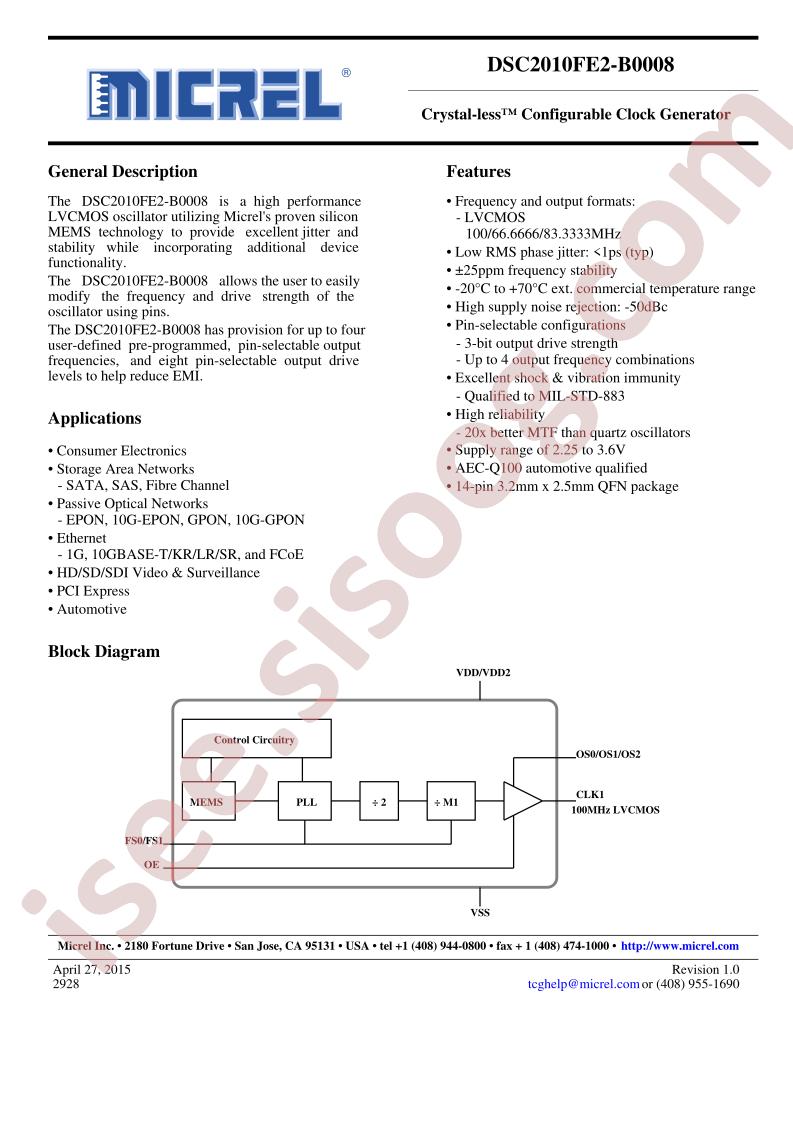 DSC2010FE2-B0008 Datasheet