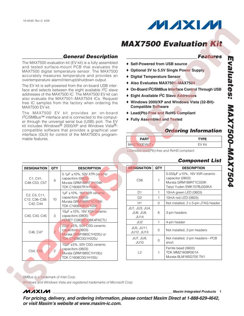MAX7500 Eval Kit