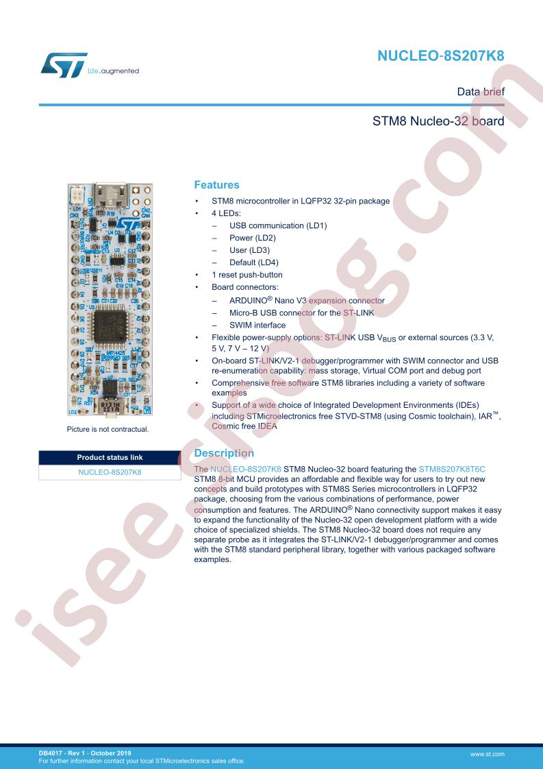 NUCLEO-8S207K8 Data Brief