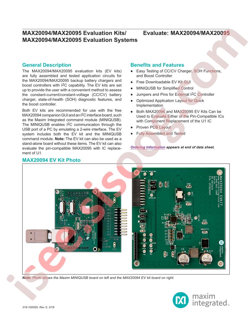 MAX20094-95 Evaluation Kits/Systems