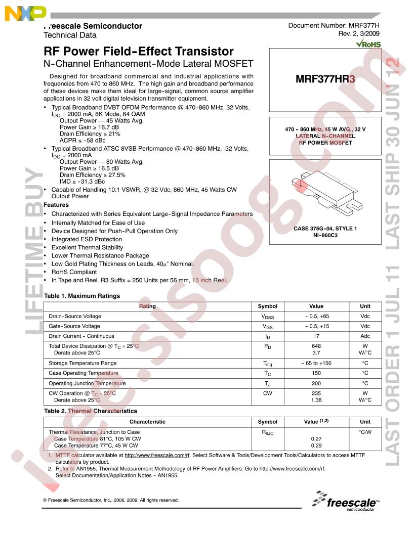 MRF377HR3,HR5