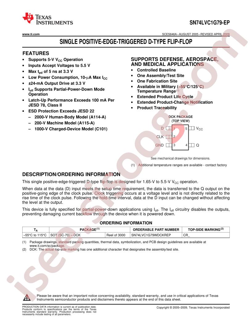 SN74LVC1G79-EP