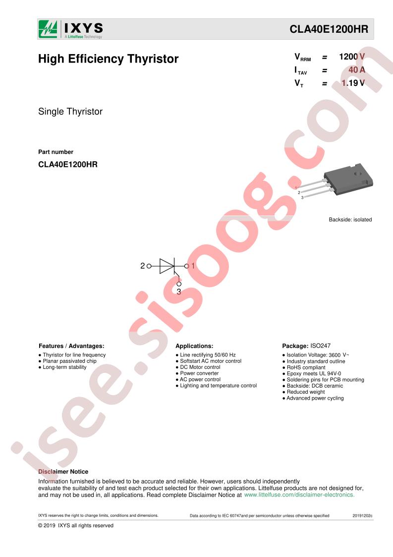 CLA40E1200HR Datasheet