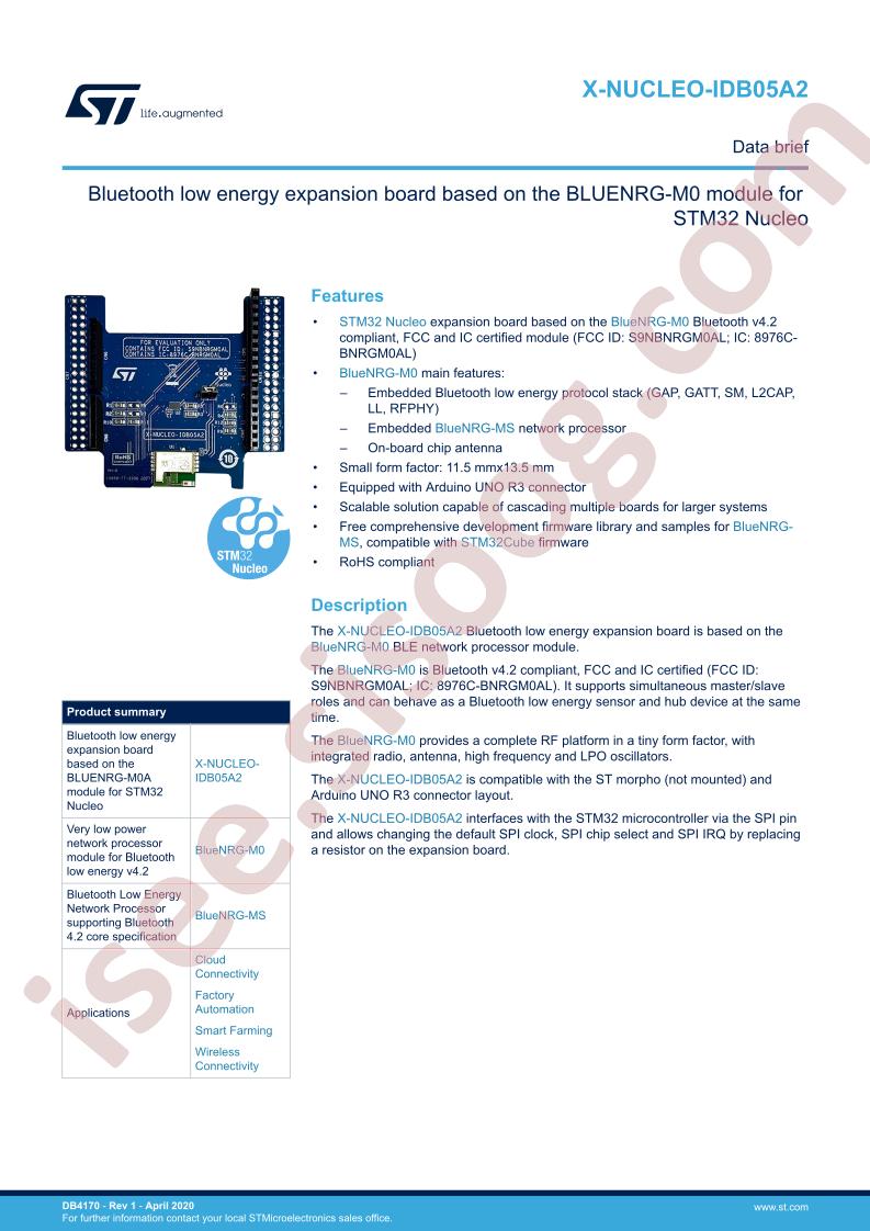 X-NUCLEO-IDB05A2 Data Brief