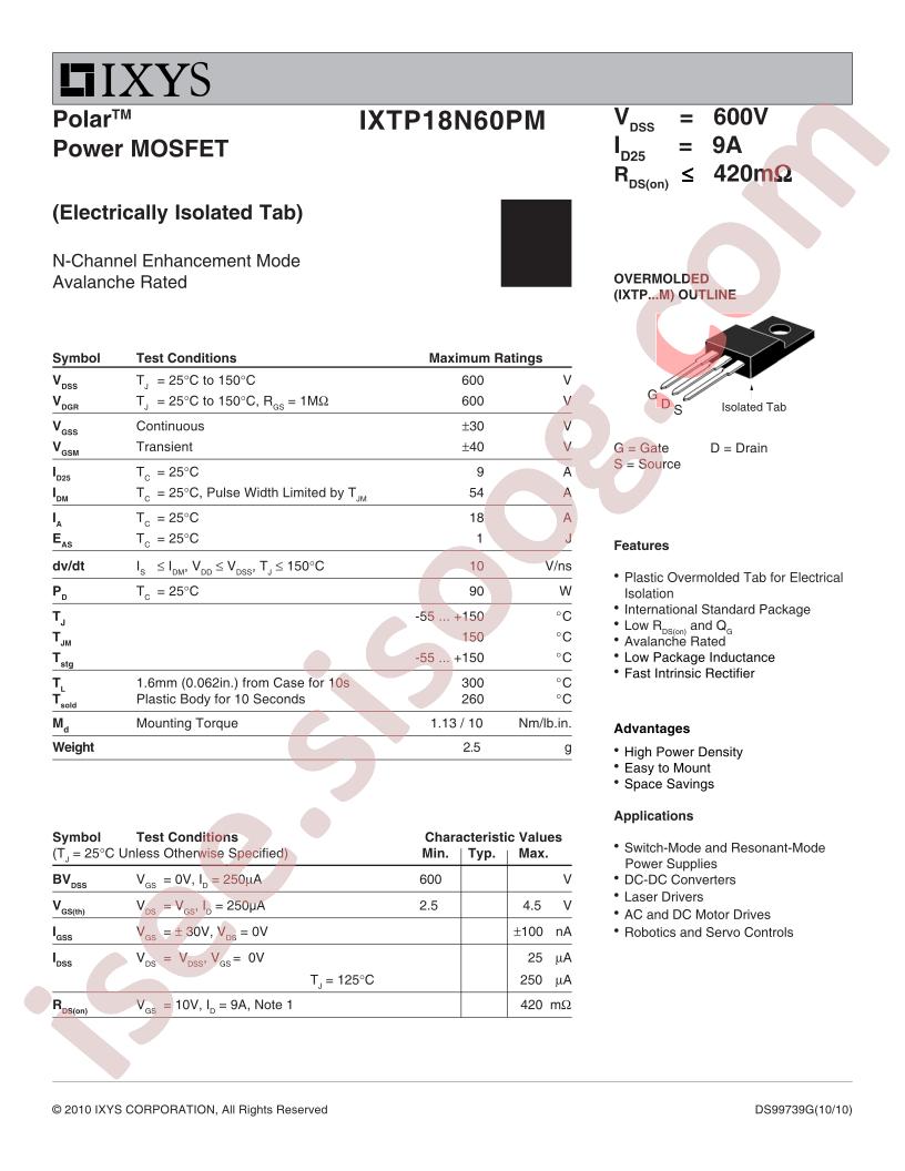 IXTP18N60PM