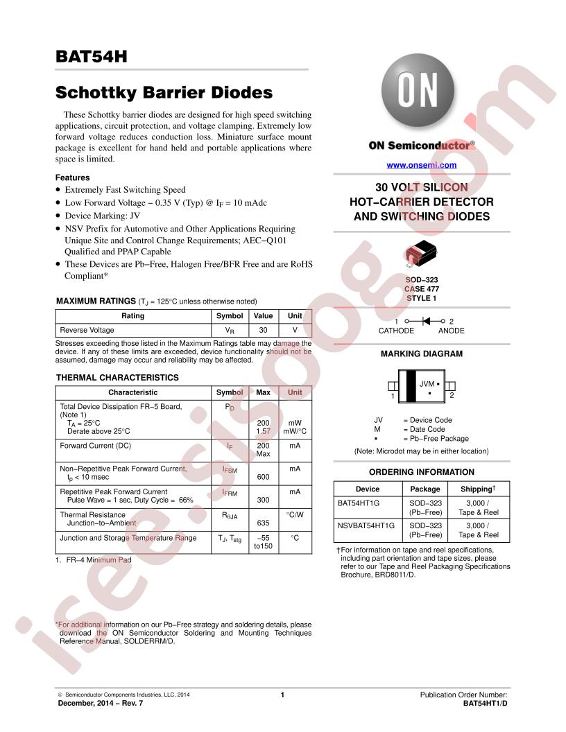 BAT54HT1 Datasheet