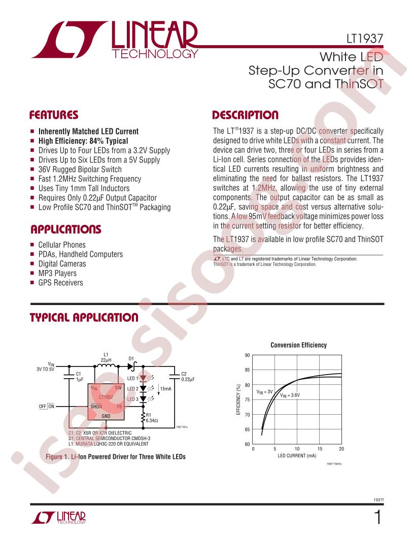 LT1937 Datasheet