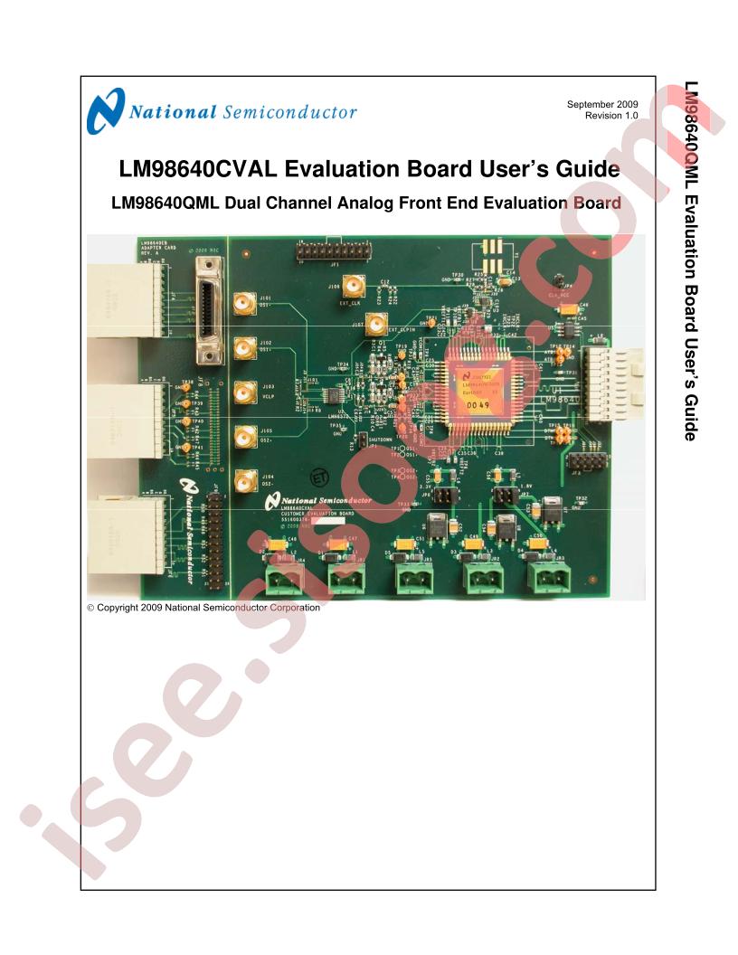 LM98640CVAL Eval Board User Guide